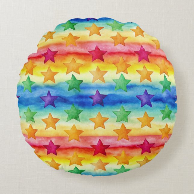 Cojín Redondo Tie Dye Stars  (Anverso)