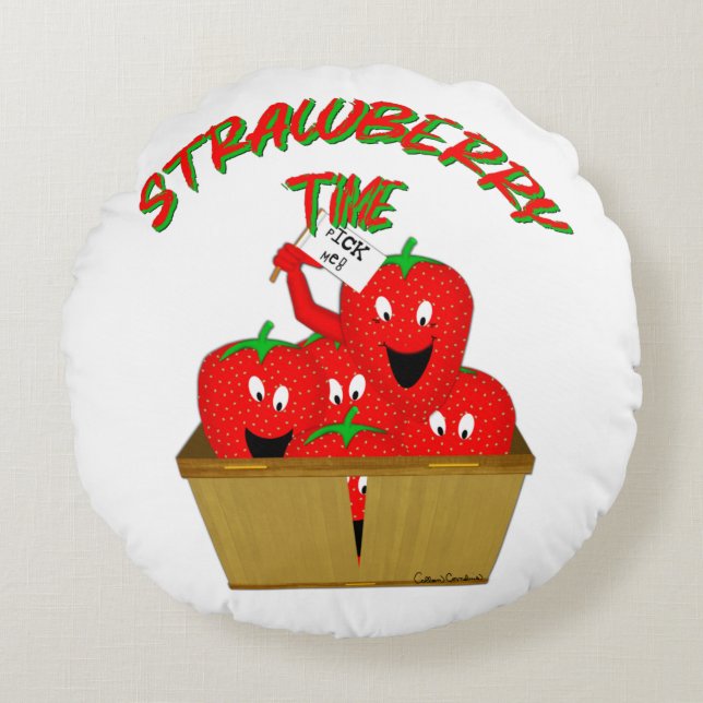 Cojín Redondo ¡Tiempo de fresa! (Anverso)