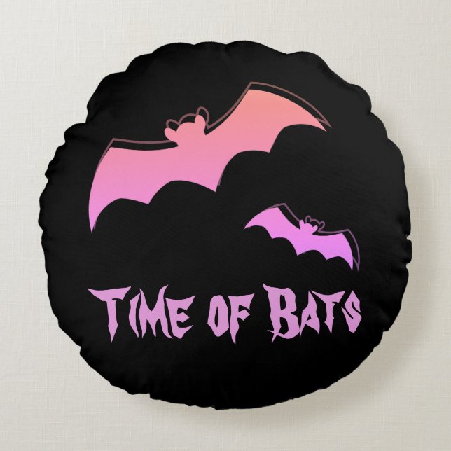 Cojín Redondo Tiempos de murciélago - Resumen rosa y púrpura de  (Anverso)