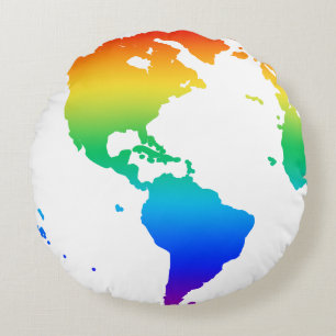 Cojín Redondo Tierra del planeta de color arcoiris