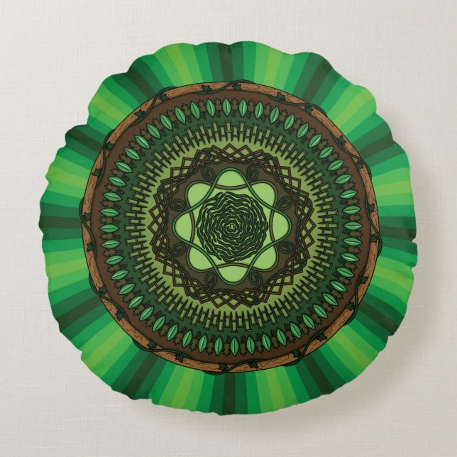 Cojín Redondo Tierra Mandala redonda Pillow (Anverso)