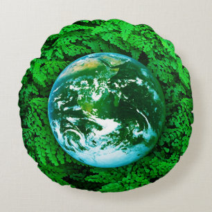 Cojín Redondo Tierra verde - conciencia ecológica