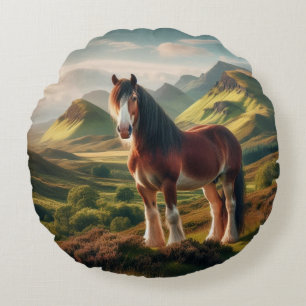 Cojín Redondo Tierras altas de Escocia caballo Clydesdale