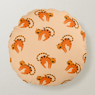Cojín Redondo Tigres personalizados: Impresión de época para niñ