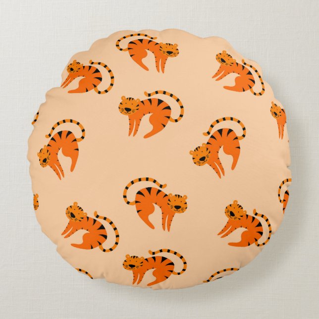 Cojín Redondo Tigres personalizados: Impresión de época para niñ (Anverso)