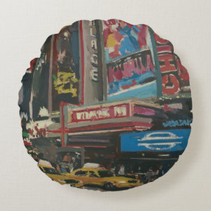 Cojín Redondo Times Square brillante 2012 de las luces