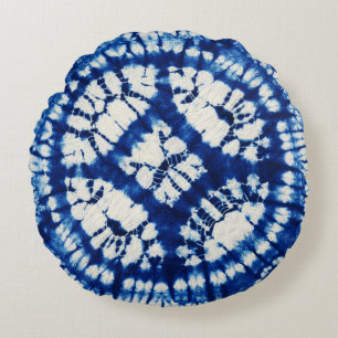 Cojín Redondo Tinte de Shibori South Seas Índigo Batik