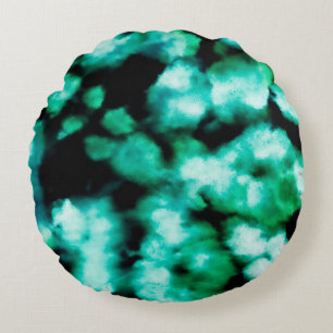Cojín Redondo Tinte Verde Oscuro Tie Dye. Tinte Tie Dye de inspi