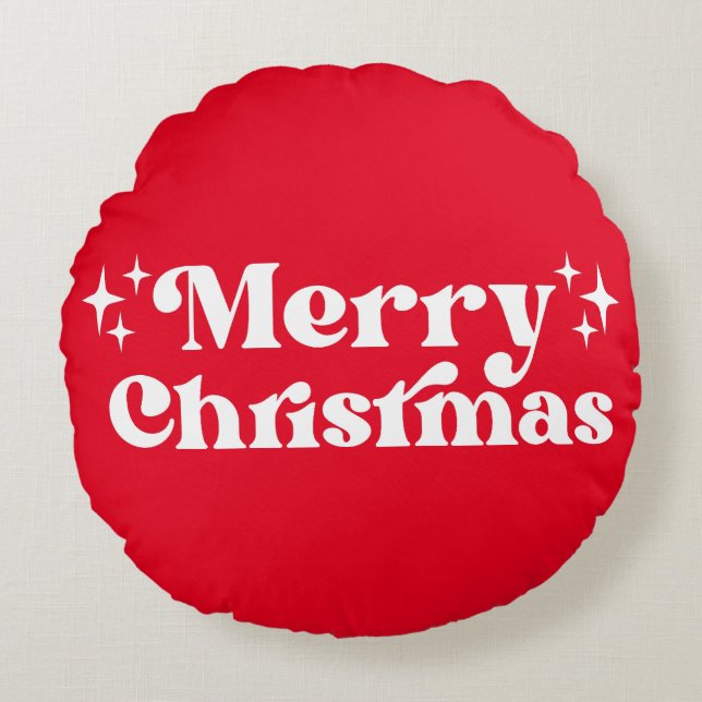 Cojín Redondo Tipografía blanca Feliz Navidad (Anverso)