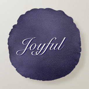 Cojín Redondo Tipografía de guión alegre Navidad azul