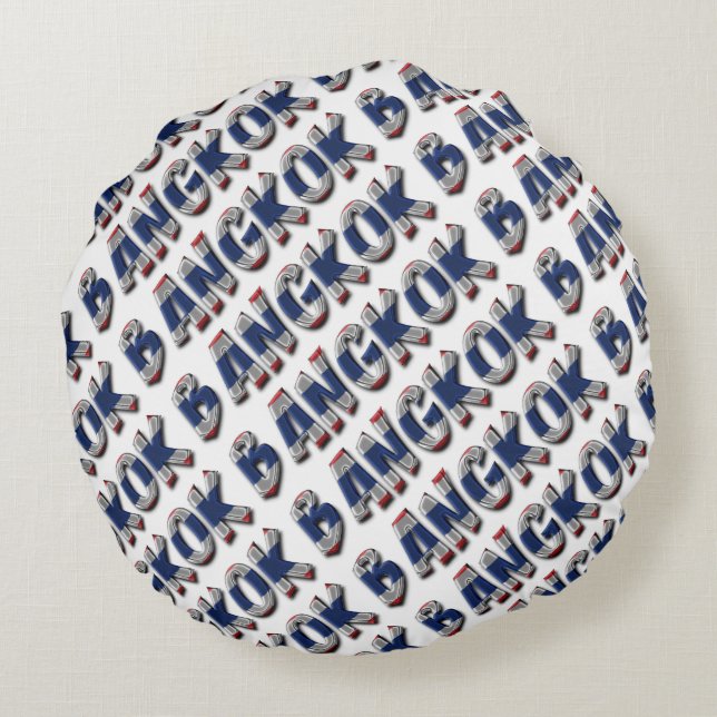 Cojín Redondo Tipografía de la bandera tailandesa de Bangkok (Reverso)
