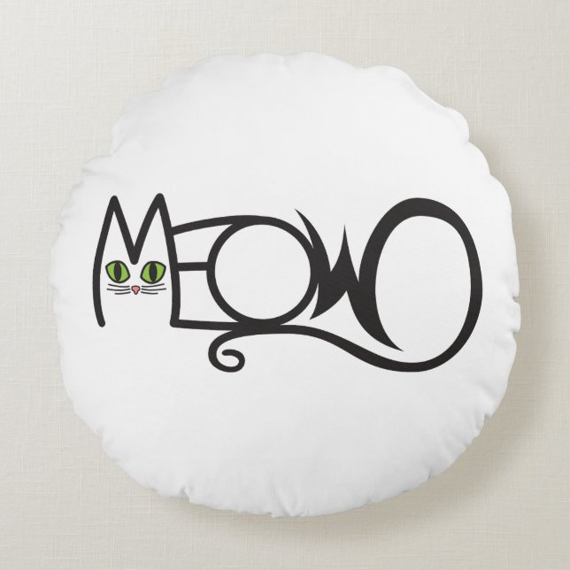Cojín Redondo Tipografía Gato Maúlla (Anverso)