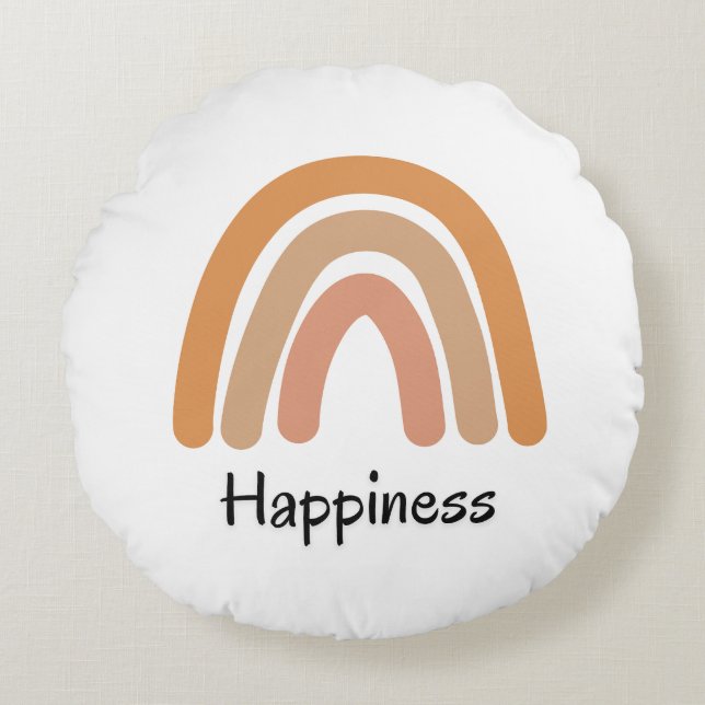 Cojín Redondo Tipografía moderna del arco iris boho (Anverso)
