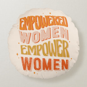 Cojín Redondo Tipografía Mujeres Empoderadas Empoderan a las Muj