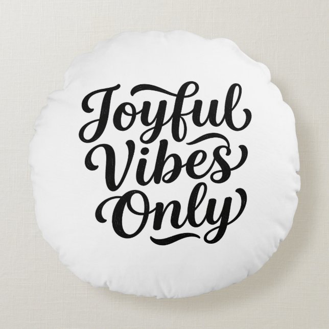 Cojín Redondo Tipografía Vibraciones Alegres (Anverso)