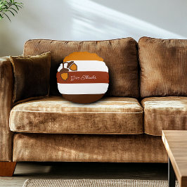 Cojín Redondo Tiras de Acción de Gracias y Acorns