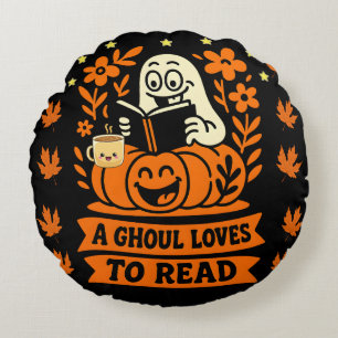 Cojín Redondo Título: A Ghoul le encanta leer Bookworm Gi Hallow