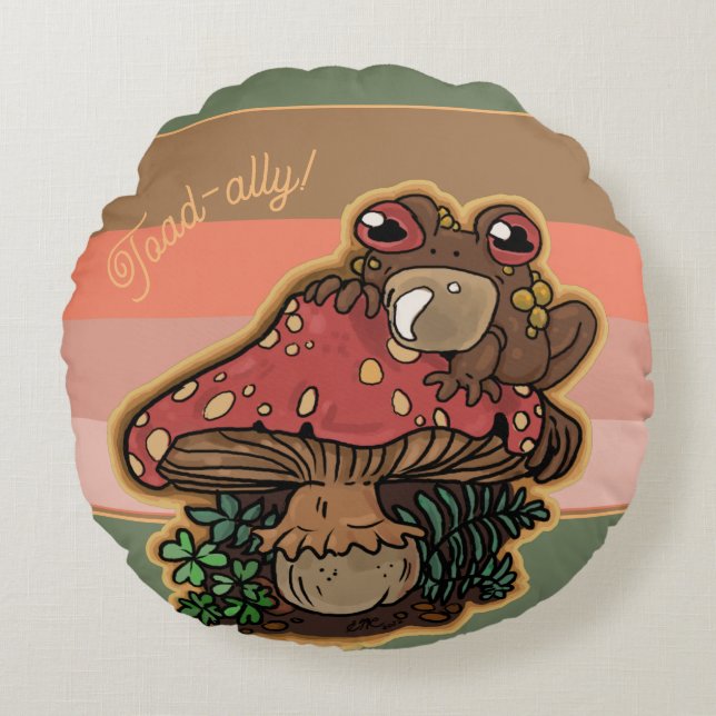 Cojín Redondo Toad-allyToadstool (Anverso)