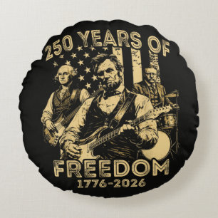 Cojín Redondo Tocar la guitarra 4 de julio 250 aniversario