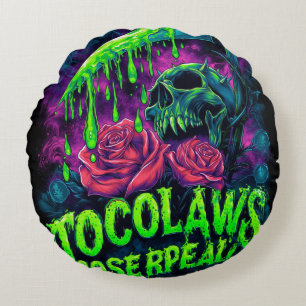 Cojín Redondo TOCOCLAWS Segador Calavera Limo Rosa Horror