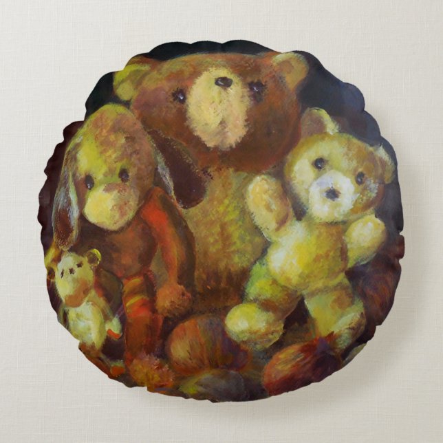 Cojín Redondo Todavía la vida con Teddy Bears (Anverso)