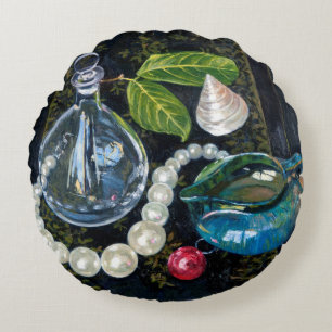 Cojín Redondo Todavía vida con las perlas