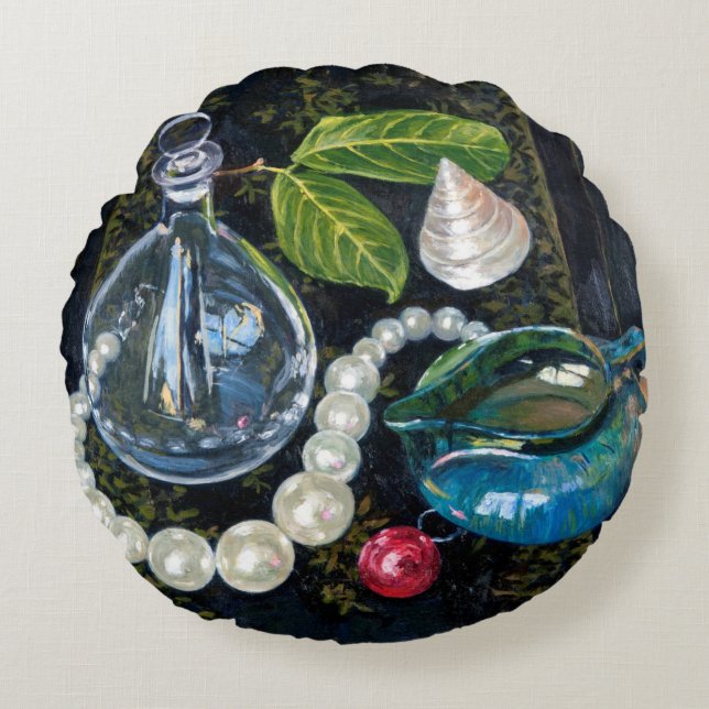 Cojín Redondo Todavía vida con las perlas (Anverso)