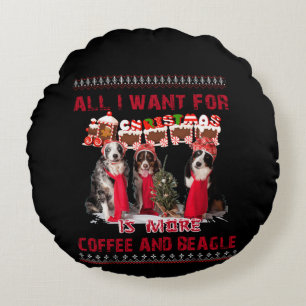 Cojín Redondo Todo Lo Que Quiero De Beagle Y Café En El Evento D