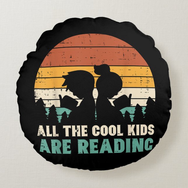 Cojín Redondo Todos los niños están leyendo el libro de lectura  (Anverso)