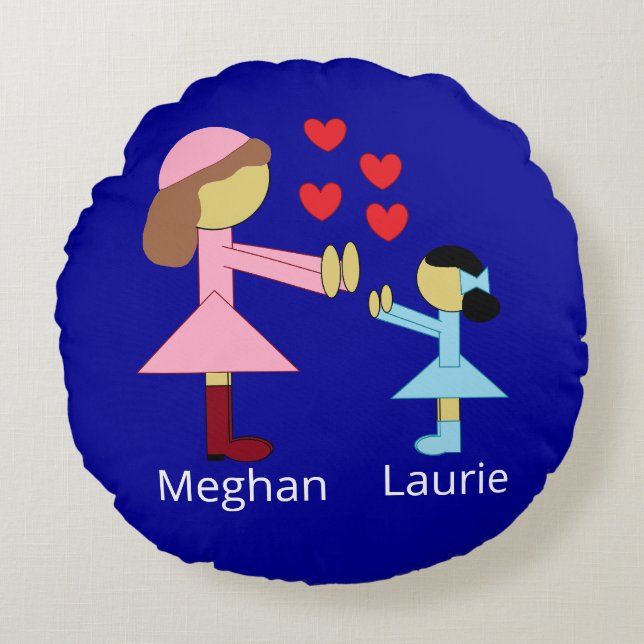 Cojín Redondo Todos los niños necesitan amor: azul oscuro (Anverso)