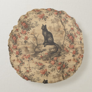 Cojín Redondo Toile Chinoiserie de Gato Rojo Damasco
