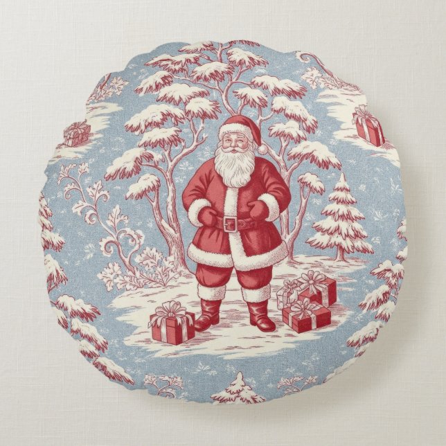 Cojín Redondo Toile de Navidad  (Anverso)