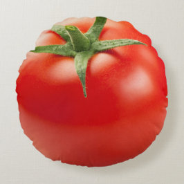 Cojín Redondo Tomate rojo fresco aislado en el fondo blanco