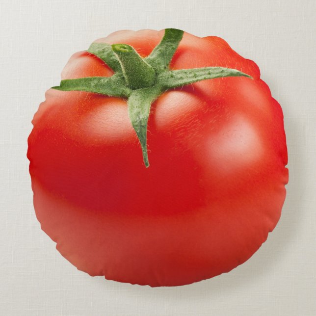 Cojín Redondo Tomate rojo fresco aislado en el fondo blanco (Anverso)