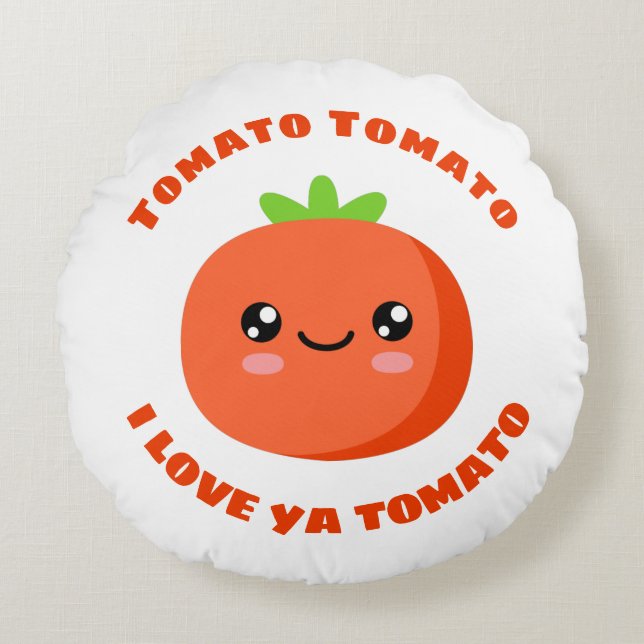 Cojín Redondo Tomate tomate te amo tomate (Anverso)
