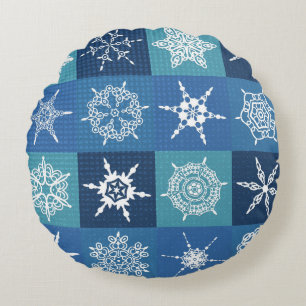 Cojín Redondo Tonos De Nieves Azules