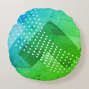 Cojín Redondo Tonos de verde azul aspecto desgastado