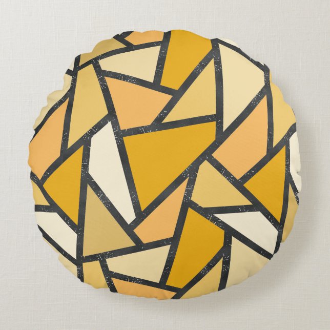 Cojín Redondo Tonos de vidrio manchado amarillo (Anverso)