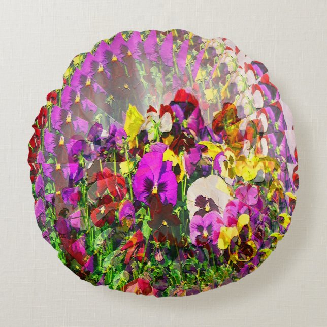 Cojín Redondo Torbellino de Pansies... (Anverso)