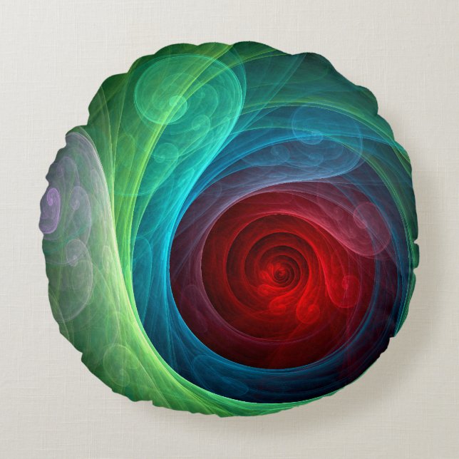 Cojín Redondo Tormenta roja Floral Moderno Resumen Patrón de col (Anverso)