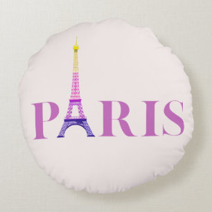 Cojín Redondo Torre Eiffel-París-Vibrante y Colorido-