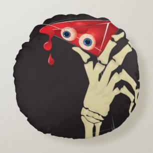 Cojín Redondo Torta de Halloween de Mano de Esqueleto Espeluznan