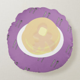 Cojín Redondo Torta De Panqueques Dulce Goteando Jarabe Desayuno