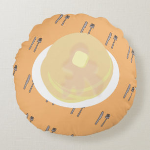 Cojín Redondo Torta De Panqueques Linda Goteando Jarabe Desayuno