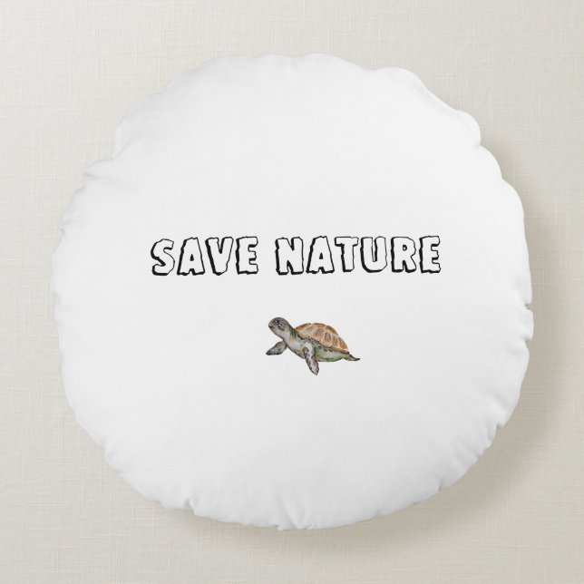 Cojín Redondo Tortuga acuarela (Anverso)