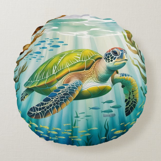 Cojín Redondo Tortuga pintada (Anverso)