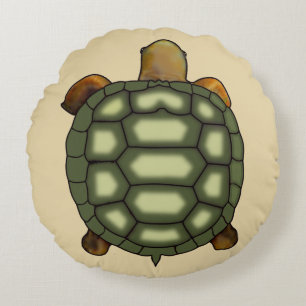 Cojín Redondo Tortuga verde moderna sobre beige