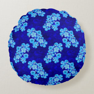 Cojín Redondo Tortugas de Honu azul oceánico Flores de Hibiscus