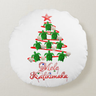 Cojín Redondo Tortugas marinas de Mele Kalikimaka