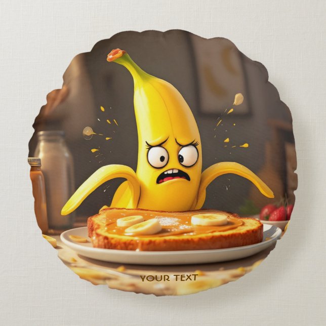 Cojín Redondo Tosta bananera de mantequilla bananera grata (Anverso)